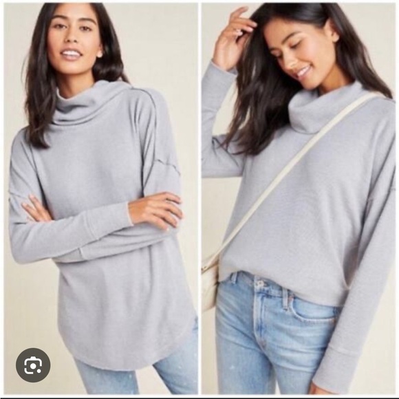 Maeve by Anthropologie Ainsley Thermal Waffle Knit Tunic Top size Large - Picture 1 of 5
